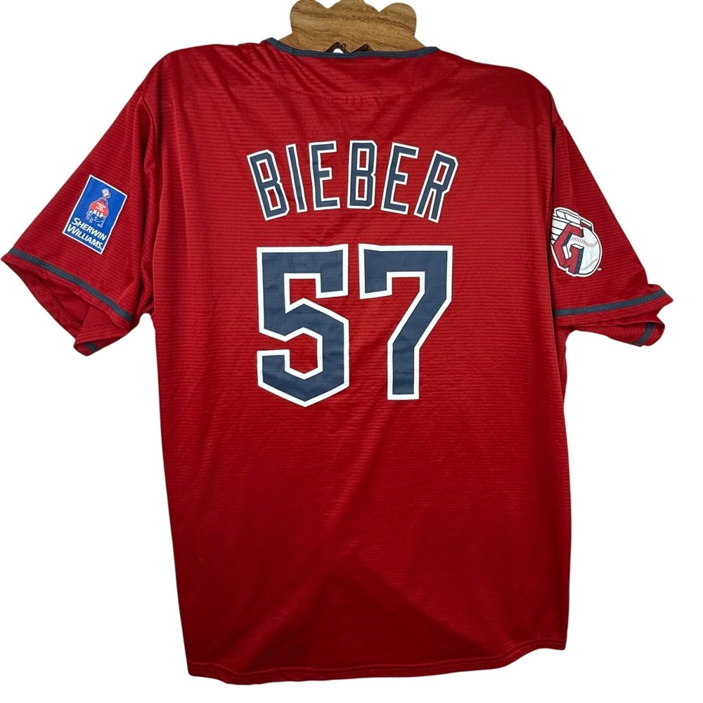 Cleveland‎ Guardians Baseball Jersey Red Bieber 57 Adult XL fan game day ready - Picture 2 of 11